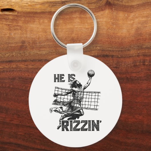 Hij is Rizzin Grappig Jezus speelt volleybal spele Sleutelhanger (Voorkant)