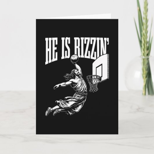 Hij is Rizzin Grappig Pasen Rizz Meme Sketll  Kaart (Voorkant)