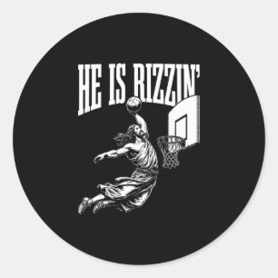 Hij is Rizzin Grappig Pasen Rizz Meme Sketll Ronde Sticker