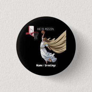 Hij is Rizzin Grappige Jezus spelen basketbal retr Ronde Button 3,2 Cm
