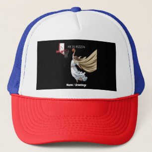 Hij is Rizzin Grappige Jezus spelen basketbal retr Trucker Pet