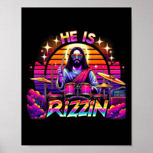 Hij is Rizzin' Happy Easter Day Funny Christelijk Poster