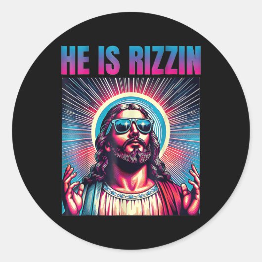 Hij is Rizzin Happy Easter Day Ronde Sticker (Voorkant)