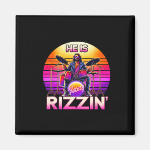 Hij is Rizzin' Jesus Has Rizzen Retro Christelijk Magneet