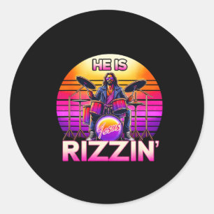 Hij is Rizzin' Jesus Has Rizzen Retro Christelijk  Ronde Sticker