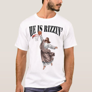 Hij is Rizzin Jezus Bysketbyll Christelijk Pasen J T-shirt