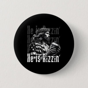 Hij is Rizzin Jezus die Footbyll speelt Funny Spor Ronde Button 5,7 Cm