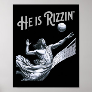 Hij is Rizzin Jezus die Volleybal Speelt Funny Spo Poster