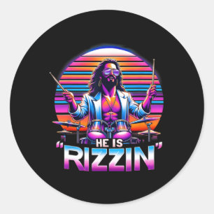 Hij is Rizzin' Jezus heeft Rizzen Grappig Pasen Ch Ronde Sticker
