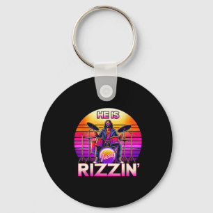 Hij Is Rizzin' Jezus Is Opgestaan Retro Christelij Sleutelhanger