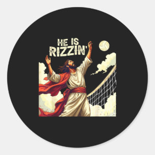 Hij Is Rizzin Jezus Meme Citaat T-shirt Funny Voll Ronde Sticker