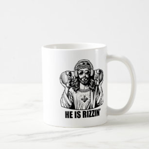 Hij Is Rizzin Jezus Skateboard Pasen Religieus Ris Koffiemok