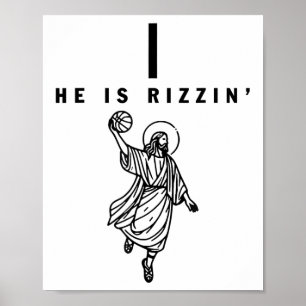 Hij Is Rizzin Paas Jezus Bysketbyll Christelijk Ge Poster
