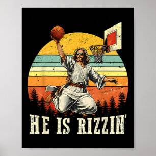 Hij Is Rizzin Paas Schets Christelijk Poster