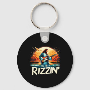Hij Is Rizzin Pasen Christelijke Jezus Vintage Jez Sleutelhanger