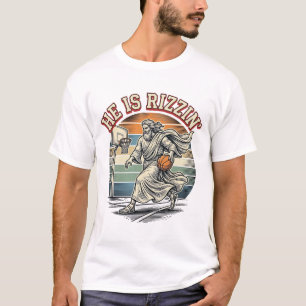 Hij Is Rizzin Vintage Basketbal Religieus T-shirt 