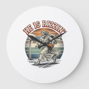 Hij Is Rizzin Vintage Basketbal Religieus T-shirt  Grote Klok