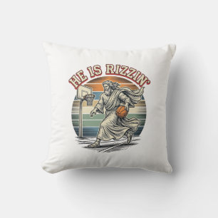 Hij Is Rizzin Vintage Basketbal Religieus T-shirt  Kussen