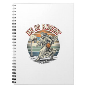 Hij Is Rizzin Vintage Basketbal Religieus T-shirt Notitieboek