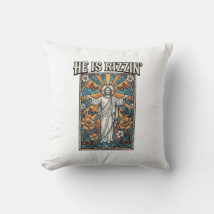 Hij Is Rizzin Vintage Pasen Gebrandschilderd T-Shi Kussen