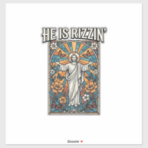 Hij Is Rizzin Vintage Pasen Gebrandschilderd T-Shi Sticker