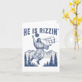 Hij is Rizzin Volleybal Jesus Happy Easter Funny C Kaart (Gele Bloem)