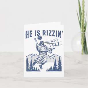 Hij is Rizzin Volleybal Jesus Happy Easter Funny C Kaart