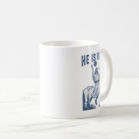 Hij is Rizzin Volleybal Jesus Happy Easter Funny C Koffiemok (Voorkant rechts)