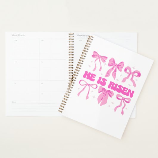 Hij is roze paasbloem coquette boog verrezen planner (Display)