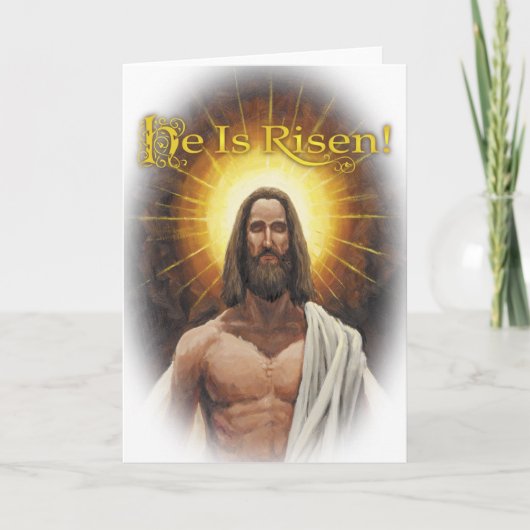 Hij is toegenomen! Portret van Jesus Easter Card Feestdagen Kaart (Voorkant)