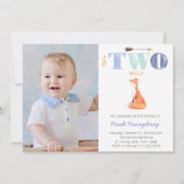 Hij is TWEE wild, vos 2de verjaardagsfeestje voor  Kaart (Voorkant)