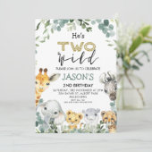 Hij is twee wilde gebladerte Safari 2e verjaardag Kaart (Staand voorkant)