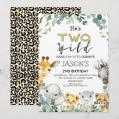 Hij is twee wilde gebladerte Safari 2e verjaardag Kaart (Voorkant / Achterkant)