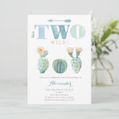 Hij is TWO wild 2e verjaardagscactus feest voor ee Kaart (Staand voorkant)