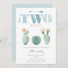 Hij is TWO wild 2e verjaardagscactus feest voor ee Kaart