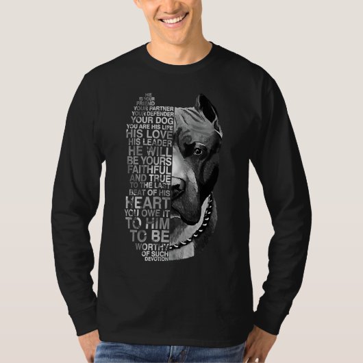 Hij is uw vriend uw partner Uw hond Pitbull T-shirt (Voorkant)