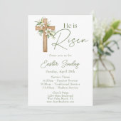 Hij is verrezen Bloemenkruis Kerk Paaszondag Kaart (Staand voorkant)