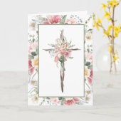 Hij is verrezen Bloemenkruis Pasen | Opstanding Kaart (Gele Bloem)