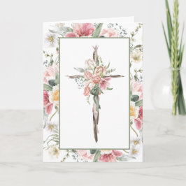 Hij is verrezen Bloemenkruis Pasen | Opstanding Kaart