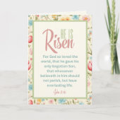 Hij is verrezen bloempastel Christelijk Pasen Feestdagen Kaart (Voorkant)