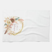 Hij is verrezen boho bloemenkrans Pasen Theedoek (Horizontaal)