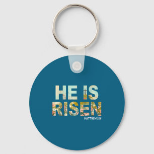 Hij is verrezen boho pasen christelijk jesus sleutelhanger