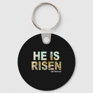 Hij is verrezen boho pasen christelijk jesus sleutelhanger
