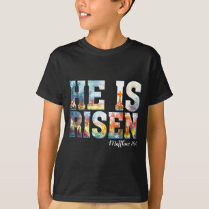 Hij is verrezen boho pasen christelijk jesus  t-shirt