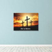 Hij is verrezen canvas afdruk (Insitu (Houten vloer))