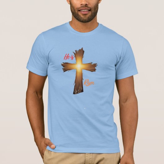 Hij is verrezen – Christelijk Easter Mannen Basic  T-shirt (Voorkant)
