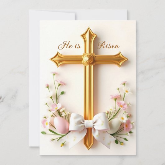 Hij is verrezen Christelijk Kruis Religieus Pasen Feestdagenkaart (Voorkant)