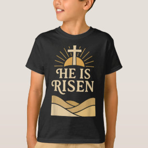 Hij is verrezen – Christelijk Pasen met Kruis & Am T-shirt