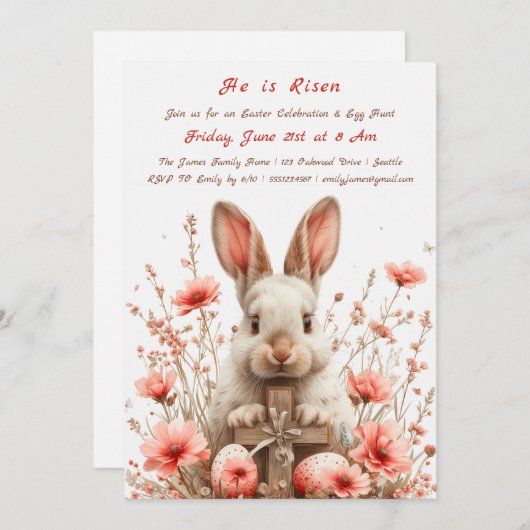 "Hij is verrezen" Easter Egg Hunt uitnodiging (Voorkant / Achterkant)
