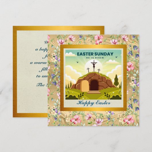 Hij is verrezen en viering van Pasen Kaart (Voorkant / Achterkant)